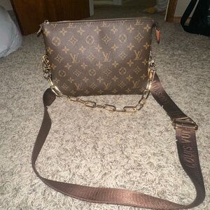 Brown and Gold Monogram Shoulder Bag